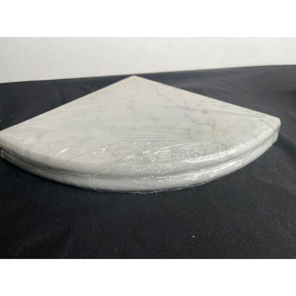 9 inch White Real Marble Corner Shelf Polished Stone Shower Bathroom Floating